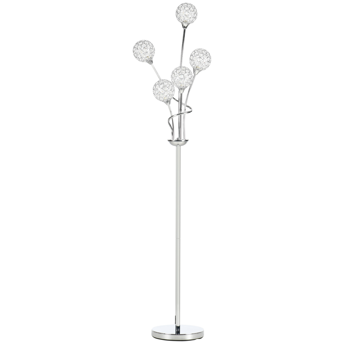 K9 Crystal Floor Lamp for Living Room, 5 Light Upright Standing Lamp, Silver