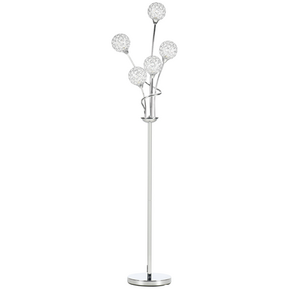 K9 Crystal Floor Lamp for Living Room, 5 Light Upright Standing Lamp, Silver