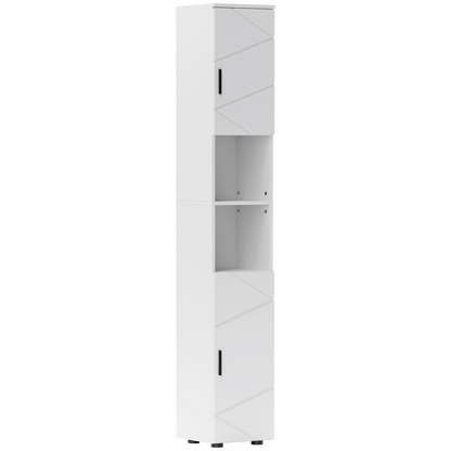 kleankin Tall Bathroom Storage Cabinet, Slim Bathroom Cabinet with Soft Close