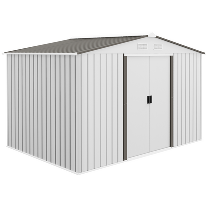 Garden Shed Storage Large Yard Store Sliding Door Metal Roof Tool Box Silver