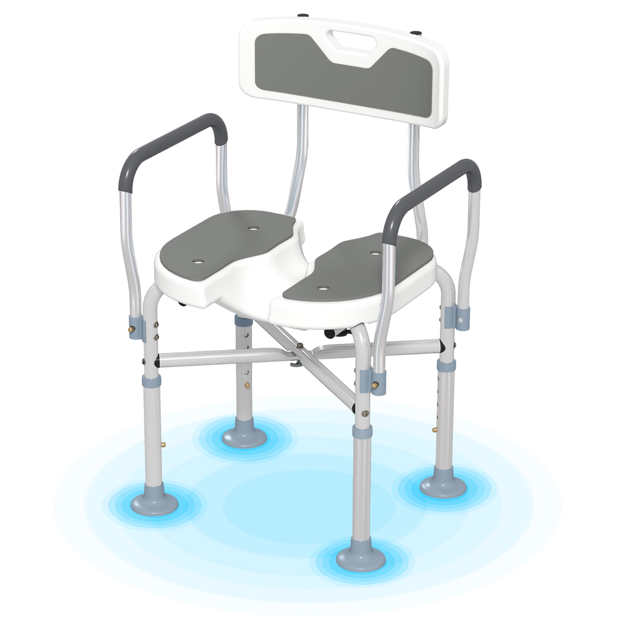 Comfortable Shower Stool with Padded Seat & Aluminium Frame - 136kg Capacity