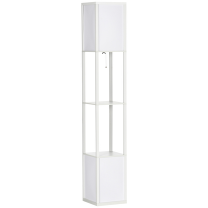 HOMCOM Shelf Floor Lamp with Dual Light, for Living Room, Bedroom, White