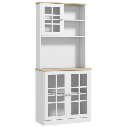 183cm Sideboard Grid Glass Doors Shelves Kitchen  72" Solid w/Glass Door