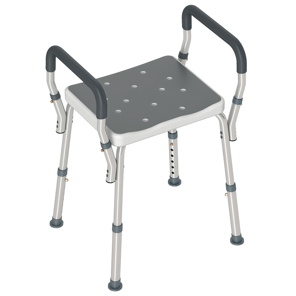 HOMCOM Rust-Free Aluminium Bath Chair with Adjustable Height, Grey