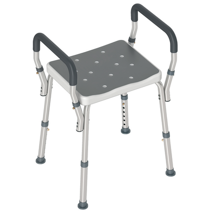 HOMCOM Rust-Free Aluminium Bath Chair with Adjustable Height, Grey