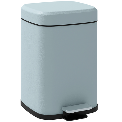 HOMCOM 12L Kitchen Pedal Bin, Metal Rubbish Bin with Soft-close Lid, Light Green