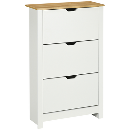 HOMCOM 18-Shoe Storage Cabinet 6 Shelves 3 Drawers Tabletop 4 Legs Modern White