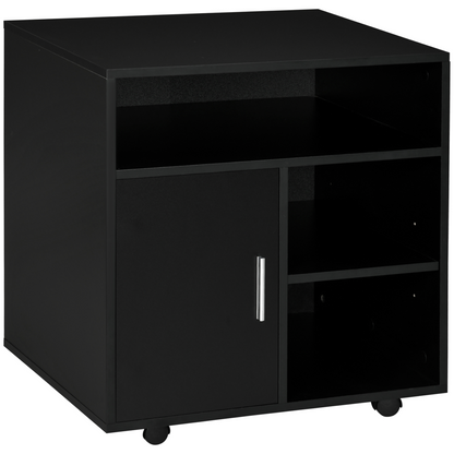 Multi-Storage Printer Unit Office Organisation w/ 5 Compartments Black HOMCOM