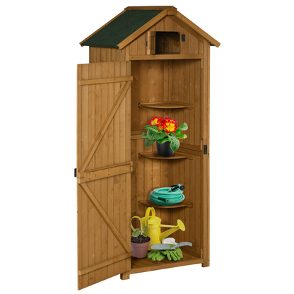 Garden Shed Utility 3 Shelves Wood Outdoor  77 x 54.2 x 179cm - Brown