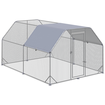 Chicken Run W/ Roof, Walk In Chicken Coop for 10-12 Chickens, Hen House