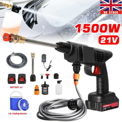 2 Battery Portable Cordless Car High Pressure Washer Jet Water Wash Cleaner Gun (Without a bucket)