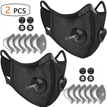 （2Pack）Reusable Half Face Cover Mask w/ Filter Cycling Outdoor Sport Face Mask