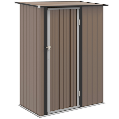 Outdoor Storage Shed Steel Garden Shed with Lockable Door Brown