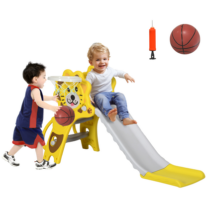 AIYAPLAY 2 in 1 Kids Slide for Indoor Use with Basketball Hoop for 18-36 Months