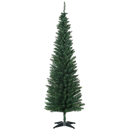 1.8m 6ft Artificial Pine Pencil Slim Tall Christmas Tree with 390 Branch Tips
