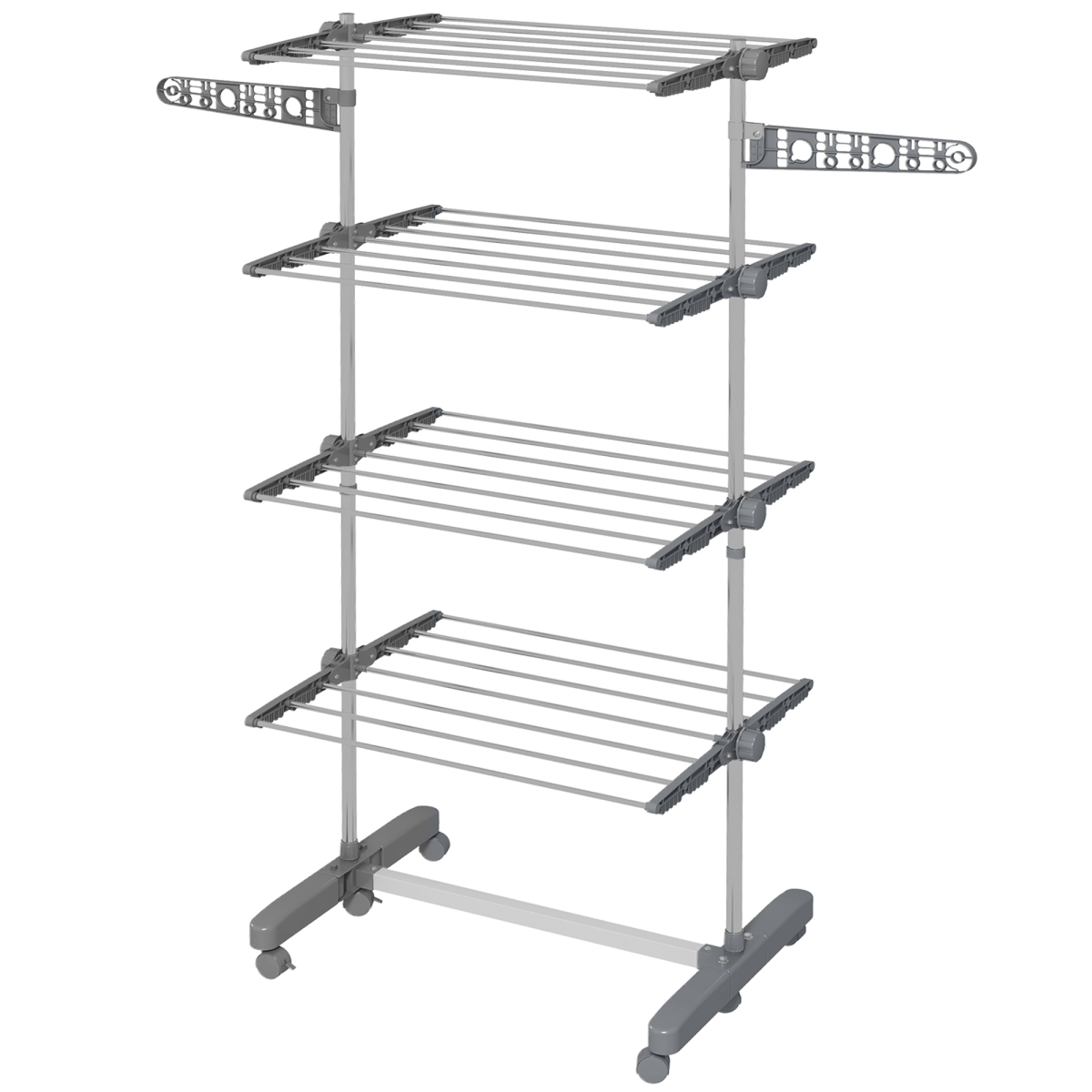 HOMCOM 4-Tier Large Clothes Airer Stainless Steel Clothes Drying Rack Grey