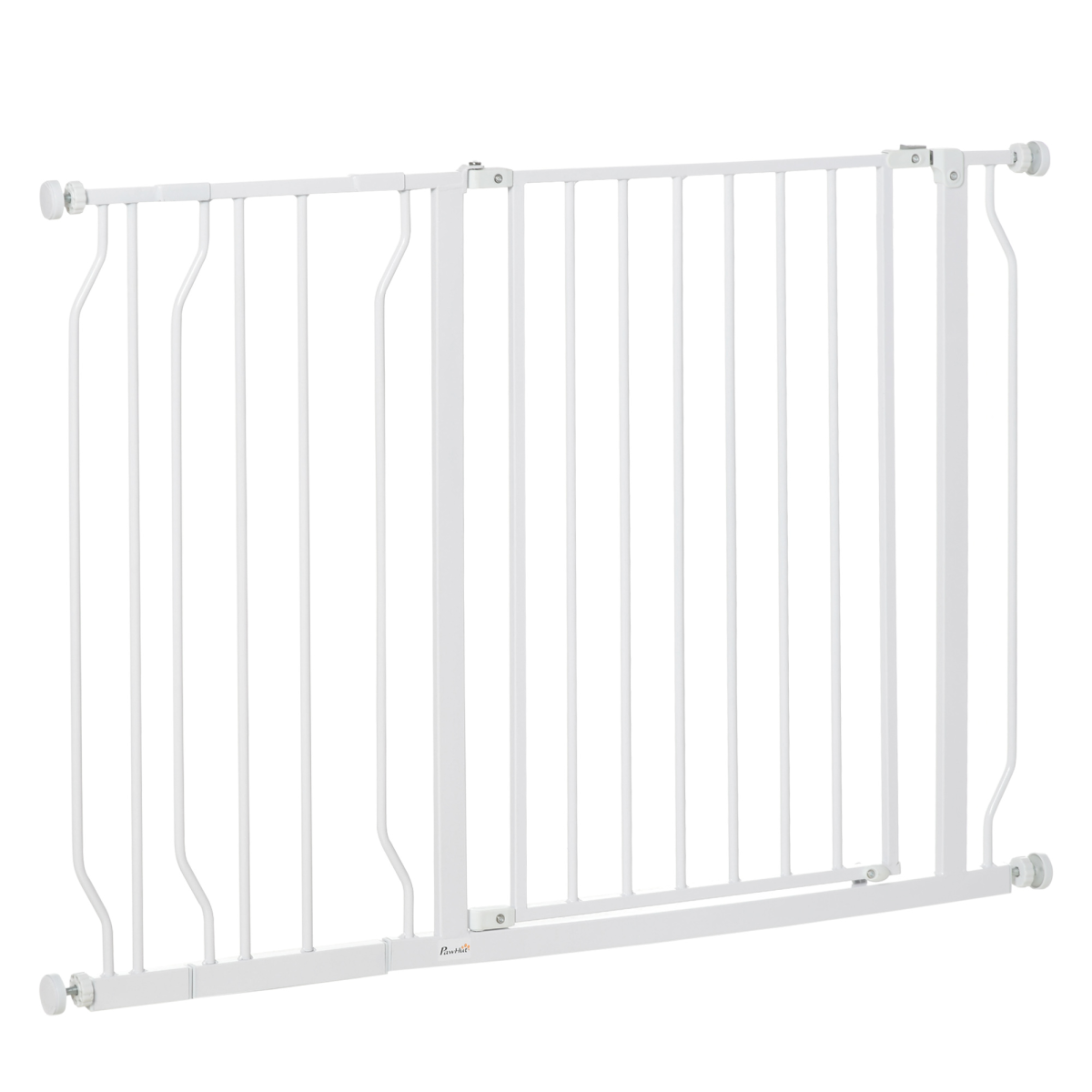 PawHut Dog Gate Wide Stair Gate w/ Door Pressure Fit, 75-115W cm, White