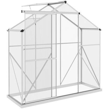 Outsunny 6 x 2.5ft Polycarbonate Greenhouse Aluminium Green House, Silver