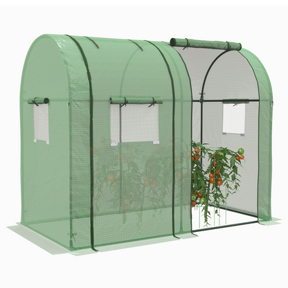Outsunny Tomato Greenhouse with 2 Roll-up Doors and 4 Mesh Windows, Green