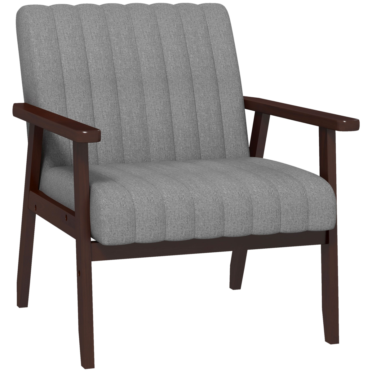 HOMCOM Modern Accent Chair Upholstered Armchair for Bedroom Living Room Grey