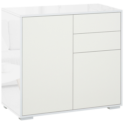 Side Cabinet with 2 Door Cabinet and 2 Drawer for Home Office White