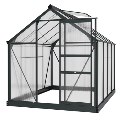 Polycarbonate Walk-In Garden Greenhouse Aluminium Frame w/ Slide Door 6 x 8ft
