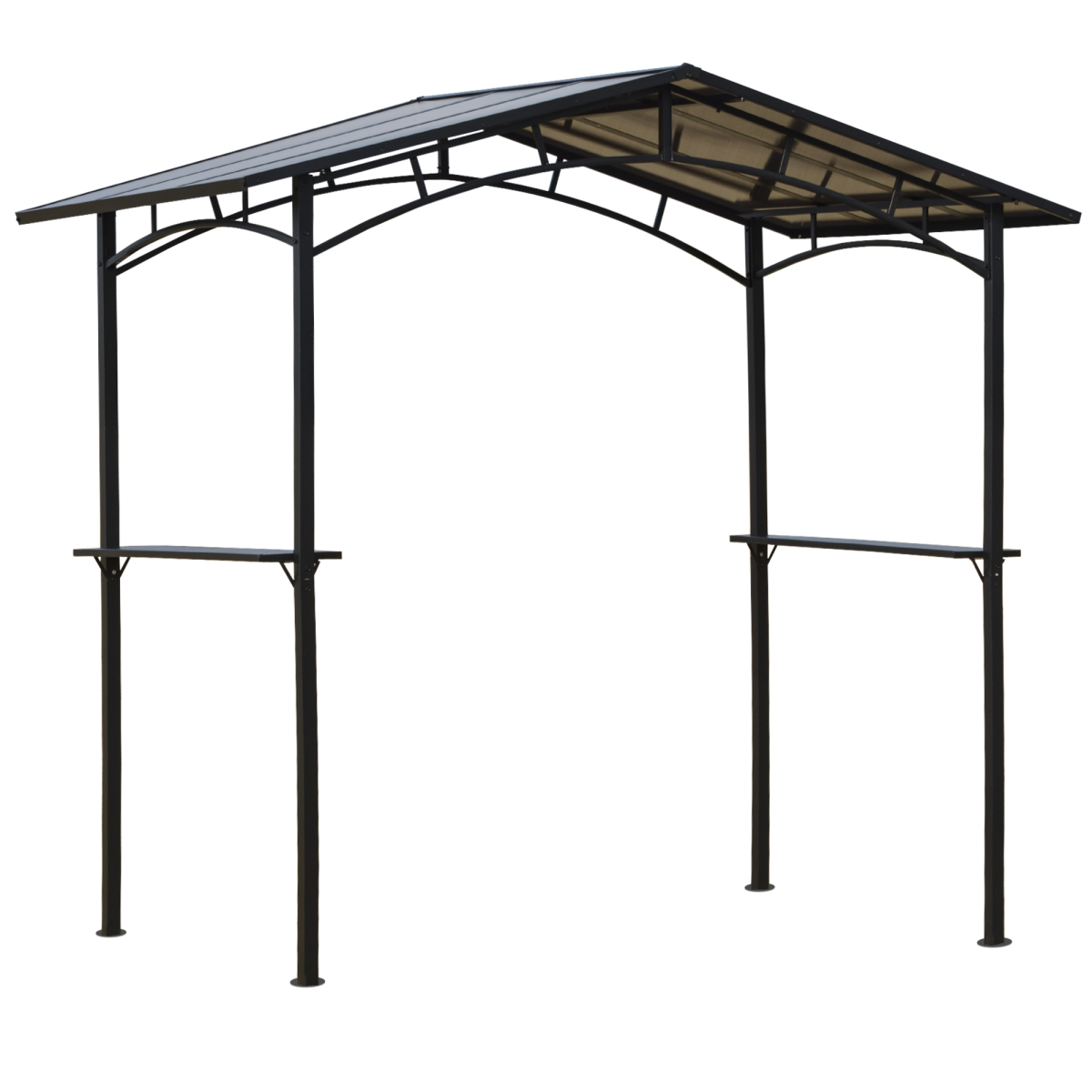2.5x1.5m Grill Outdoor BBQ Gazebo Canopy & Side Shelves PC Roof Aluminium