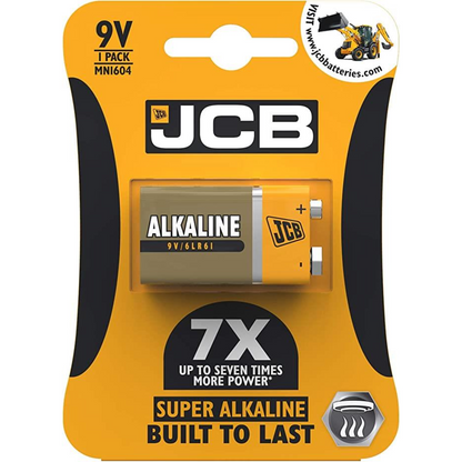 JCB PP3 Size  Super Alkaline Batteries 1 Per Card - Box of 10