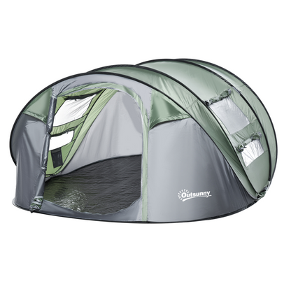 Camping Tent Dome Tent Pop-up Design with 4 Windows for 4-5 Person Outsunny
