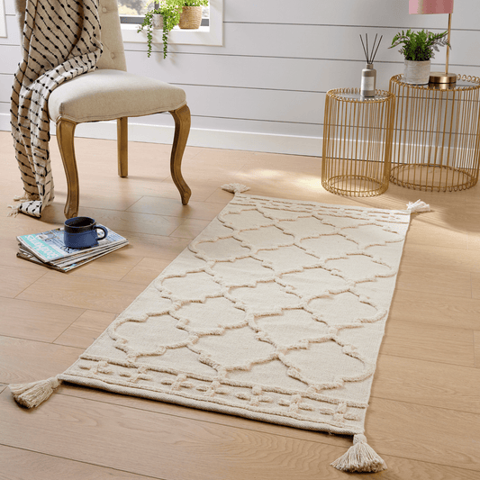 Marrakesh Hand Woven Cotton Rug Eco-Friendly Durable Carpet for Living Room Bedroom Kitchen and Entryway Luxury Tufted Home Decor in Multiple Sizes by OLIVIA ROCCO