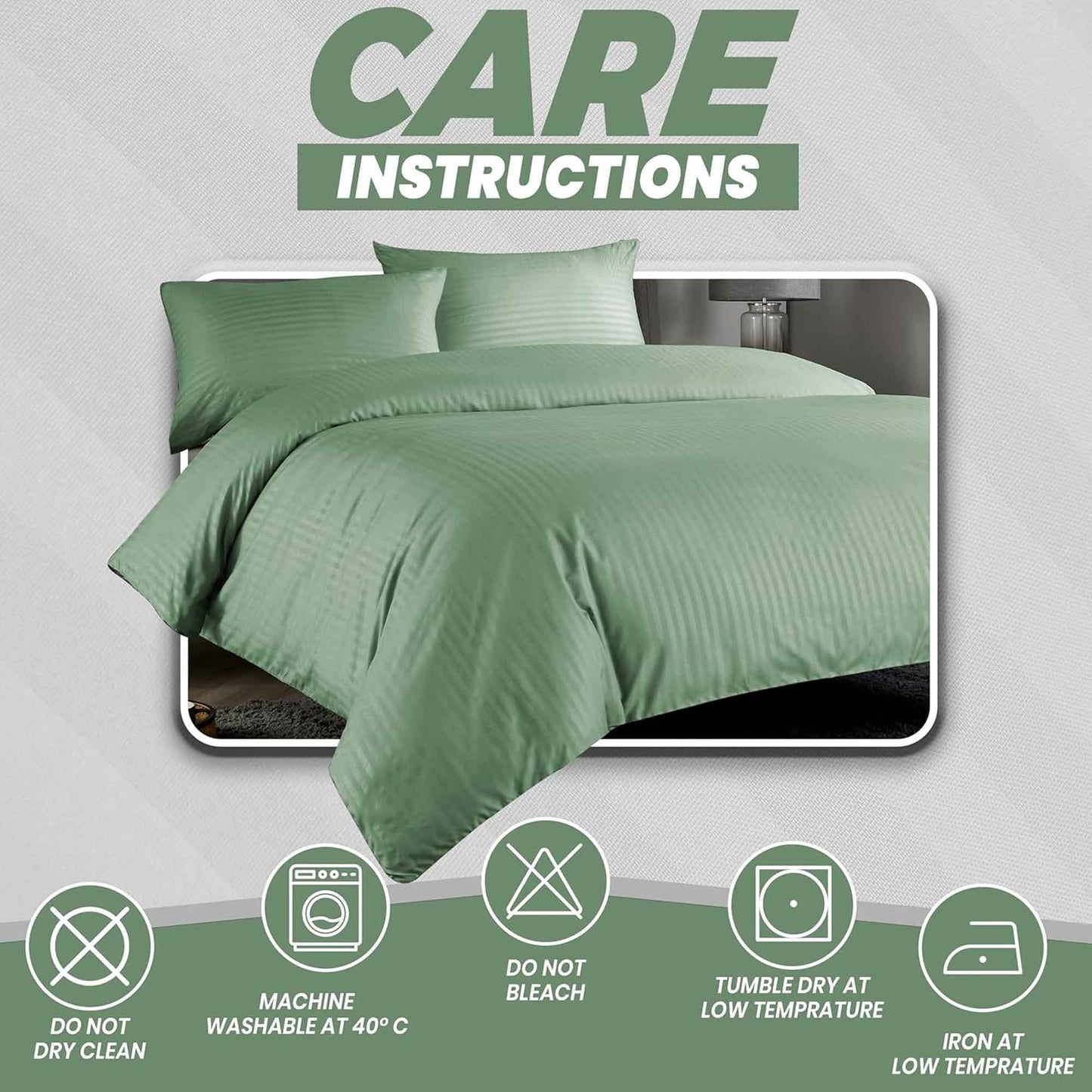 Mayfair Stripe Elegant Reversible Satin Duvet Cover Set with Comforter Multiple Sizes & Colours Luxurious Bedding Collection by OLIVIA ROCCO