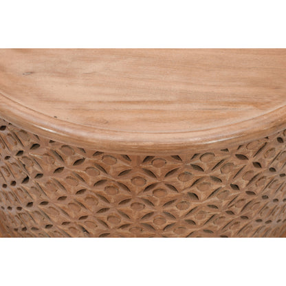 Carved Mango Wood Round Coffee Table