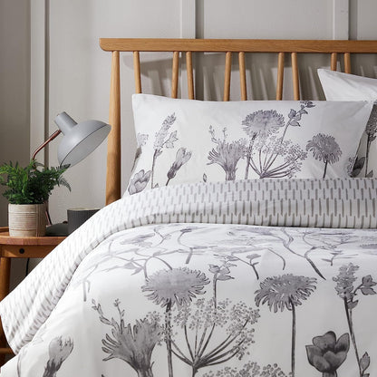 Meadow Grey Reversible Duvet Cover Set with Pillowcases Stylish Chic Design Durable Breathable Polyester Quilt Cover for Master Guest Rooms by OLIVIA ROCCO