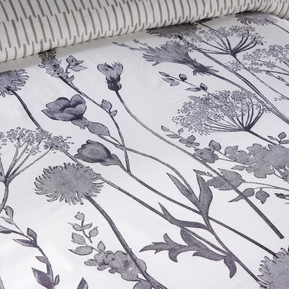 Meadow Grey Reversible Duvet Cover Set with Pillowcases Stylish Chic Design Durable Breathable Polyester Quilt Cover for Master Guest Rooms by OLIVIA ROCCO