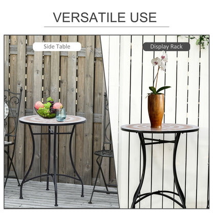 Outsunny 60cm Mosaic Round Bistro Table Side Bar Table Patio Garden Outdoor Balcony Furniture
