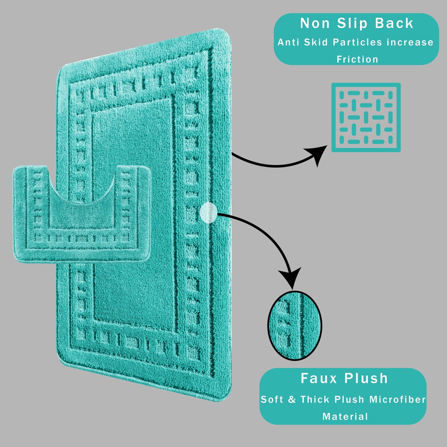 OLIVIA ROCCO Miami 2 Piece Duck Egg Bath Mat And Pedestal Set Non Slip Soft And Absorbent For Comfort And Safety In Modern Bathroom Decor