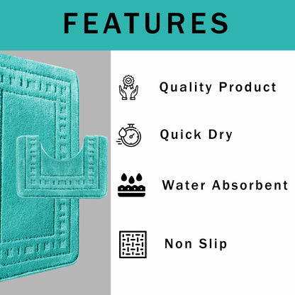 OLIVIA ROCCO Miami 2 Piece Duck Egg Bath Mat And Pedestal Set Non Slip Soft And Absorbent For Comfort And Safety In Modern Bathroom Decor