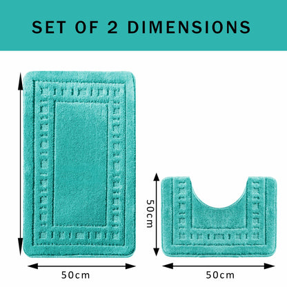 OLIVIA ROCCO Miami 2 Piece Duck Egg Bath Mat And Pedestal Set Non Slip Soft And Absorbent For Comfort And Safety In Modern Bathroom Decor