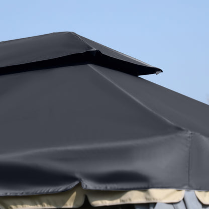 Outsunny 3 x 4m Aluminium Garden\'c2\'a0Gazebo, Marquee Canopy Shelter Pavilion Party Tent with Nets and Curtains for Garden and Deck, Black