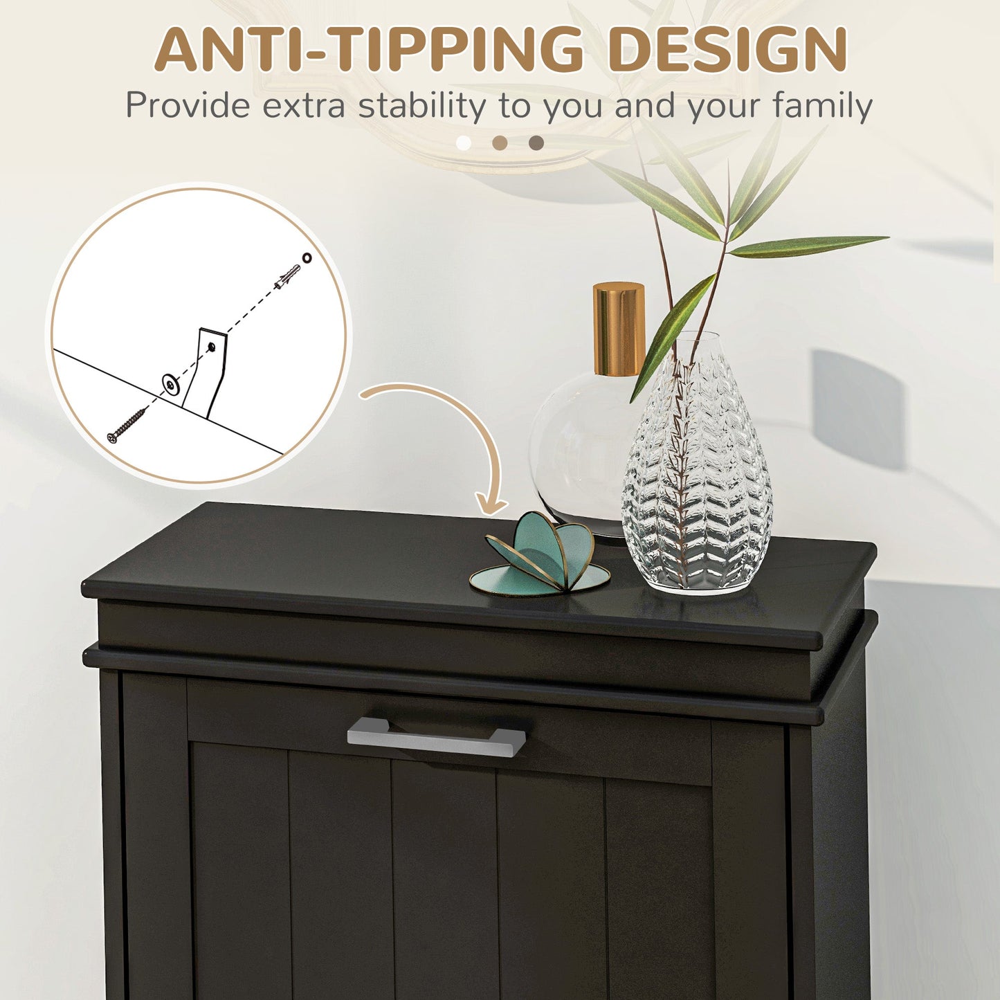 HOMCOM Two-Drawer Minimalistic 10-Shoe Cabinet - Black