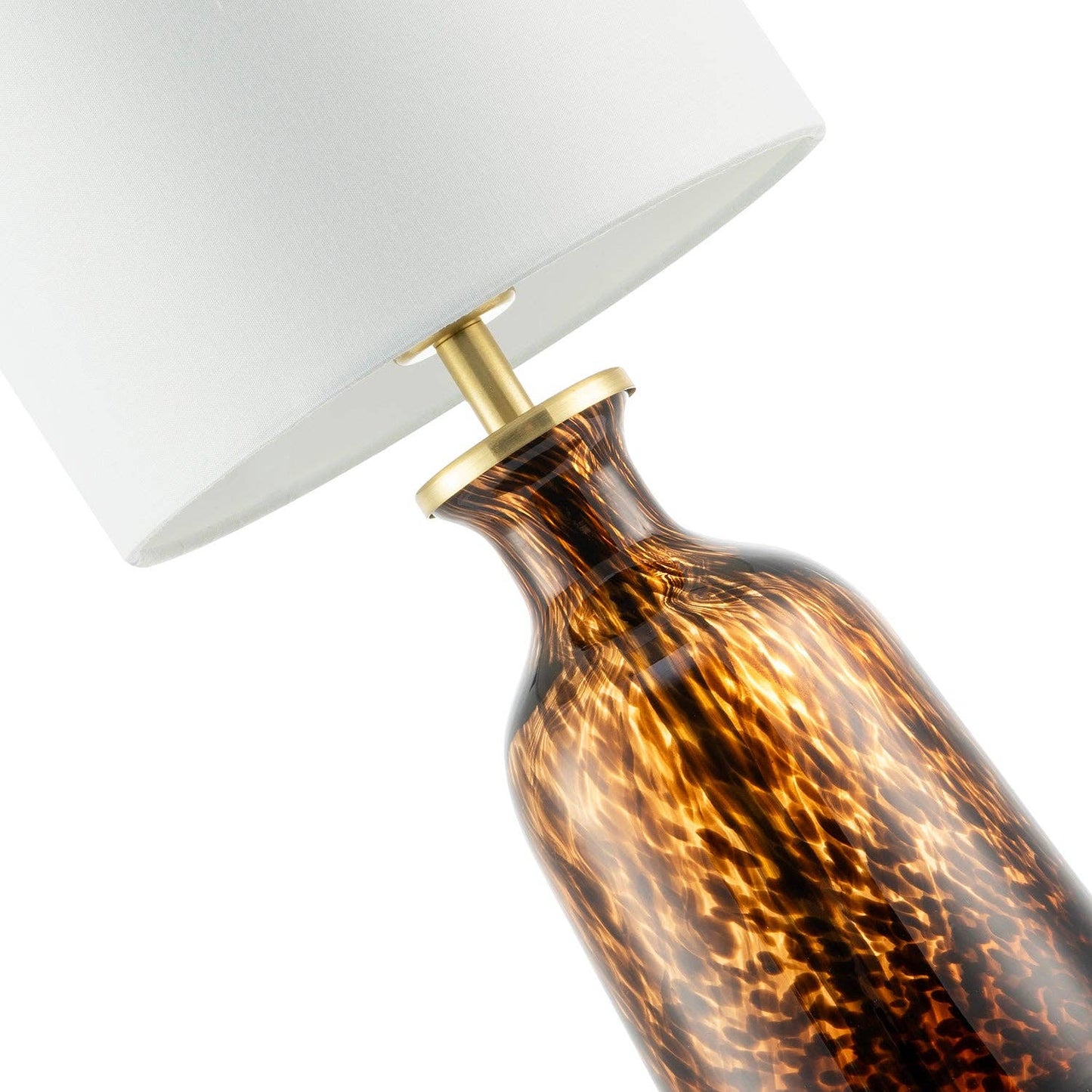 Modern Amber and Black Snowflake Speckle Glass Table Lamp with Shade