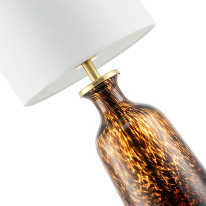 Modern Amber and Black Snowflake Speckle Glass Table Lamp with Shade