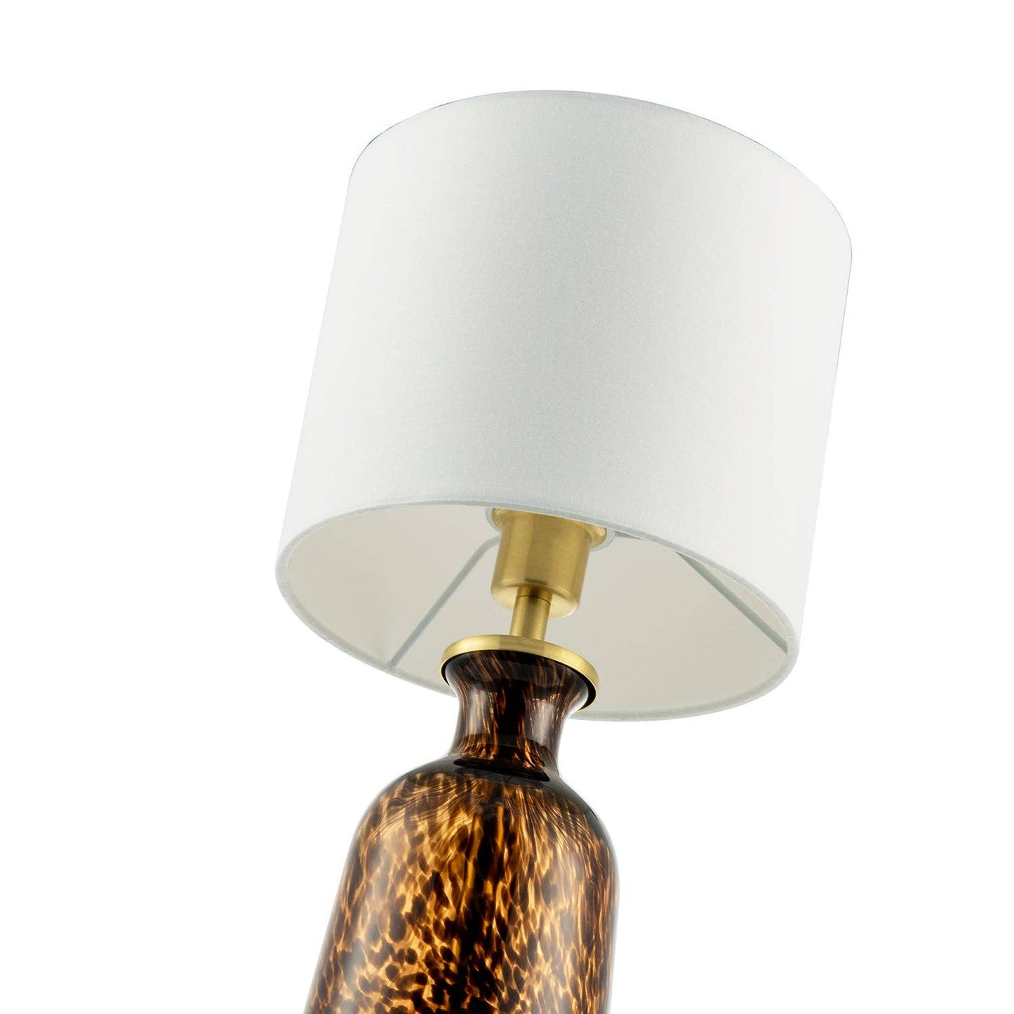 Modern Amber and Black Snowflake Speckle Glass Table Lamp with Shade
