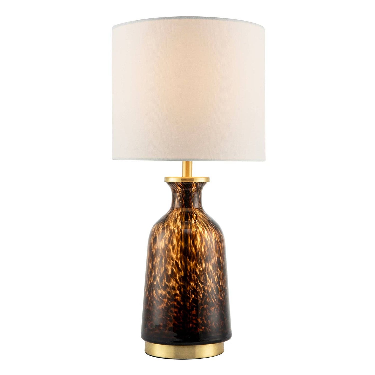 Modern Amber and Black Snowflake Speckle Glass Table Lamp with Shade