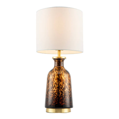 Modern Amber and Black Snowflake Speckle Glass Table Lamp with Shade