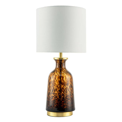 Modern Amber and Black Snowflake Speckle Glass Table Lamp with Shade