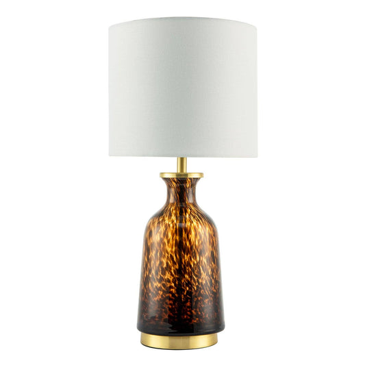 Modern Amber and Black Snowflake Speckle Glass Table Lamp with Shade