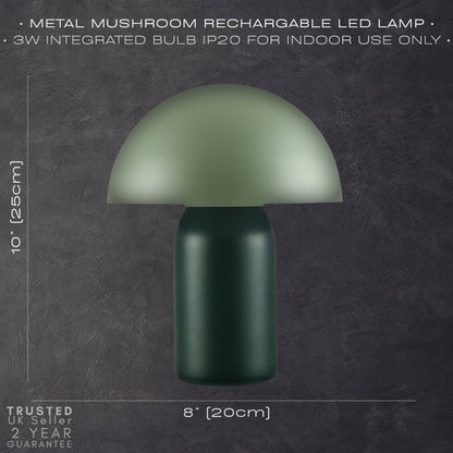 Modern Rechargeable Mushroom Table Lamp With Touch Dimmer