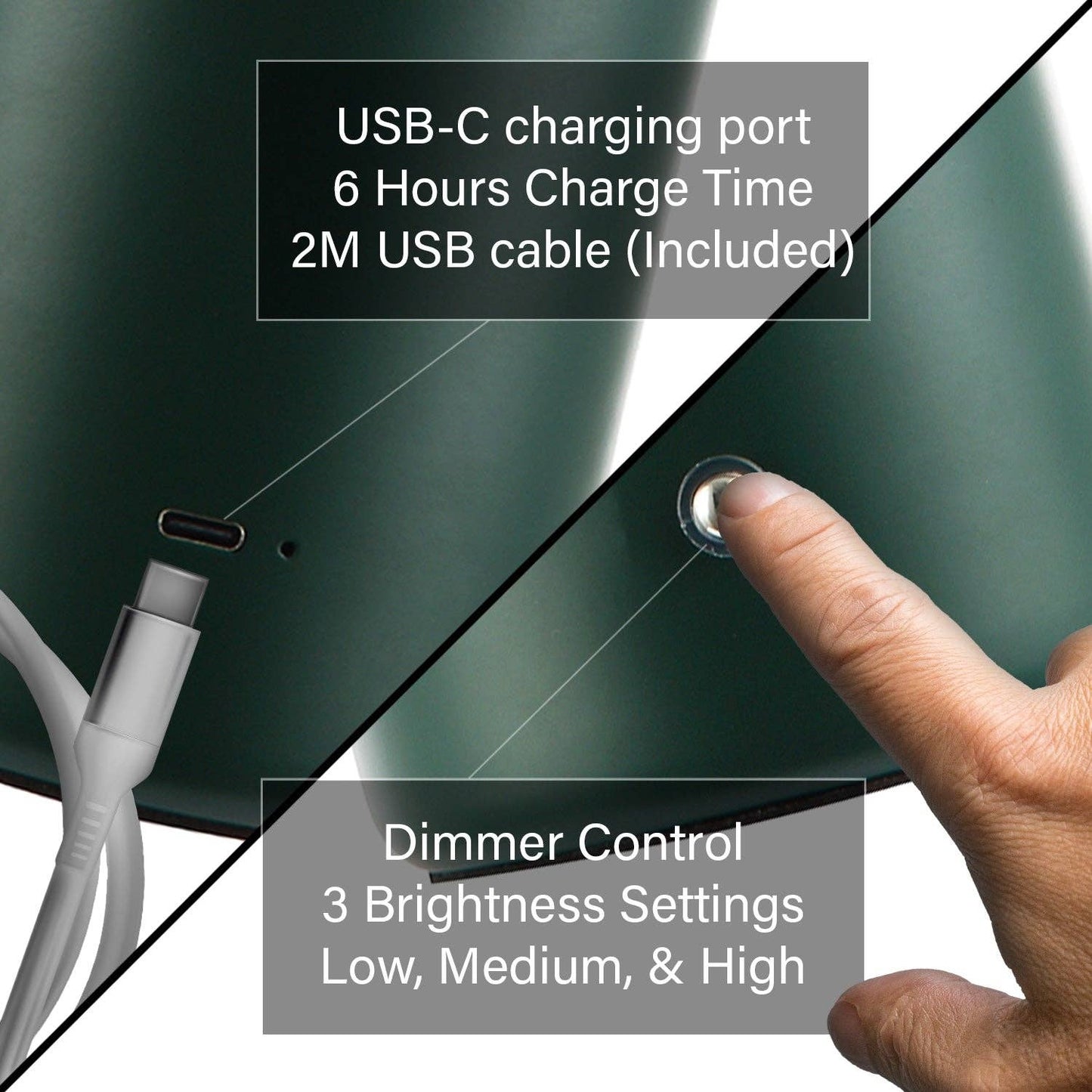 Modern Rechargeable Mushroom Table Lamp With Touch Dimmer