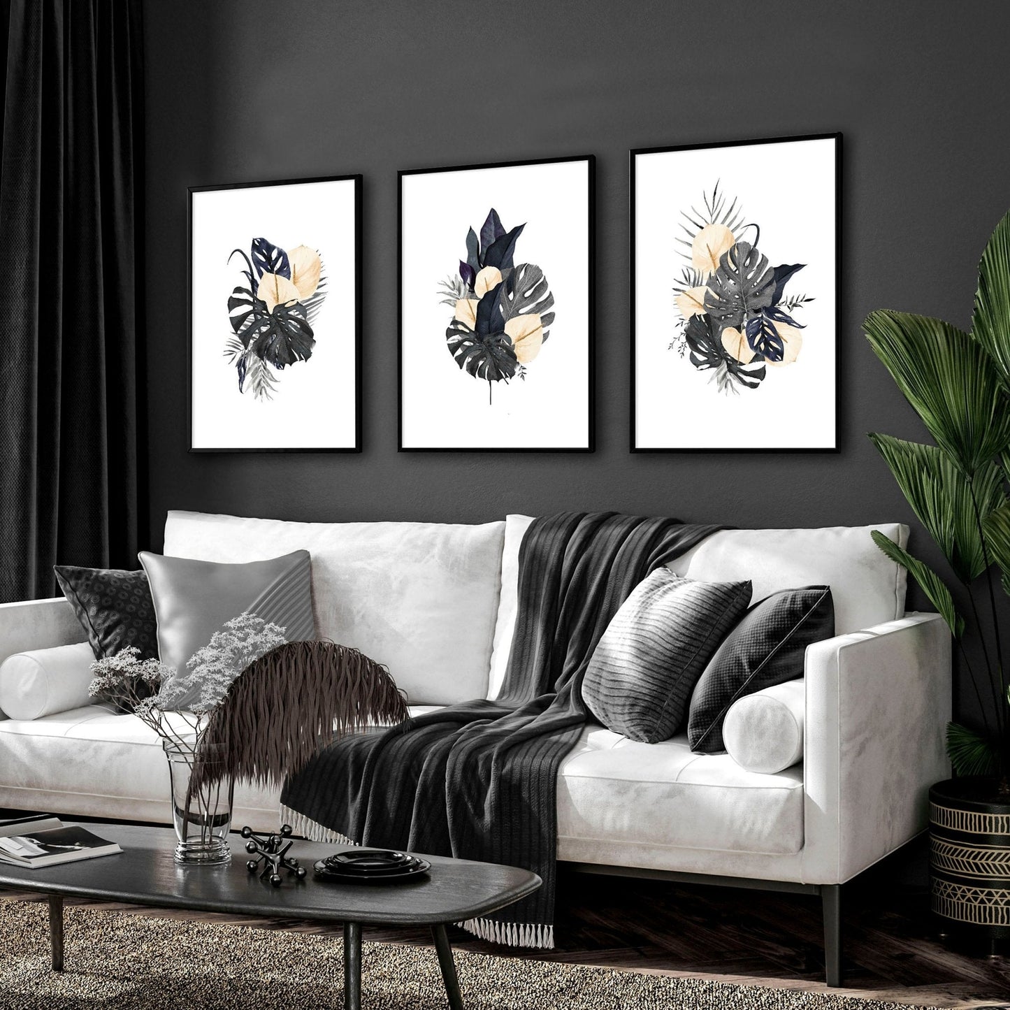 Tropical wall mural | set of 3 wall art prints